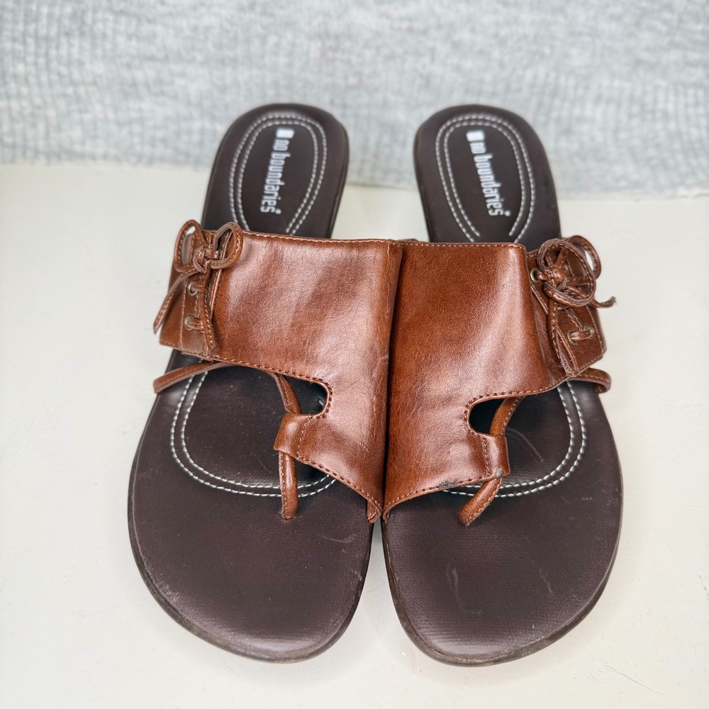 No Boundaries Y2K Women's Size 8.5 Brown Chunky Wedge Sandals Platform Shoes